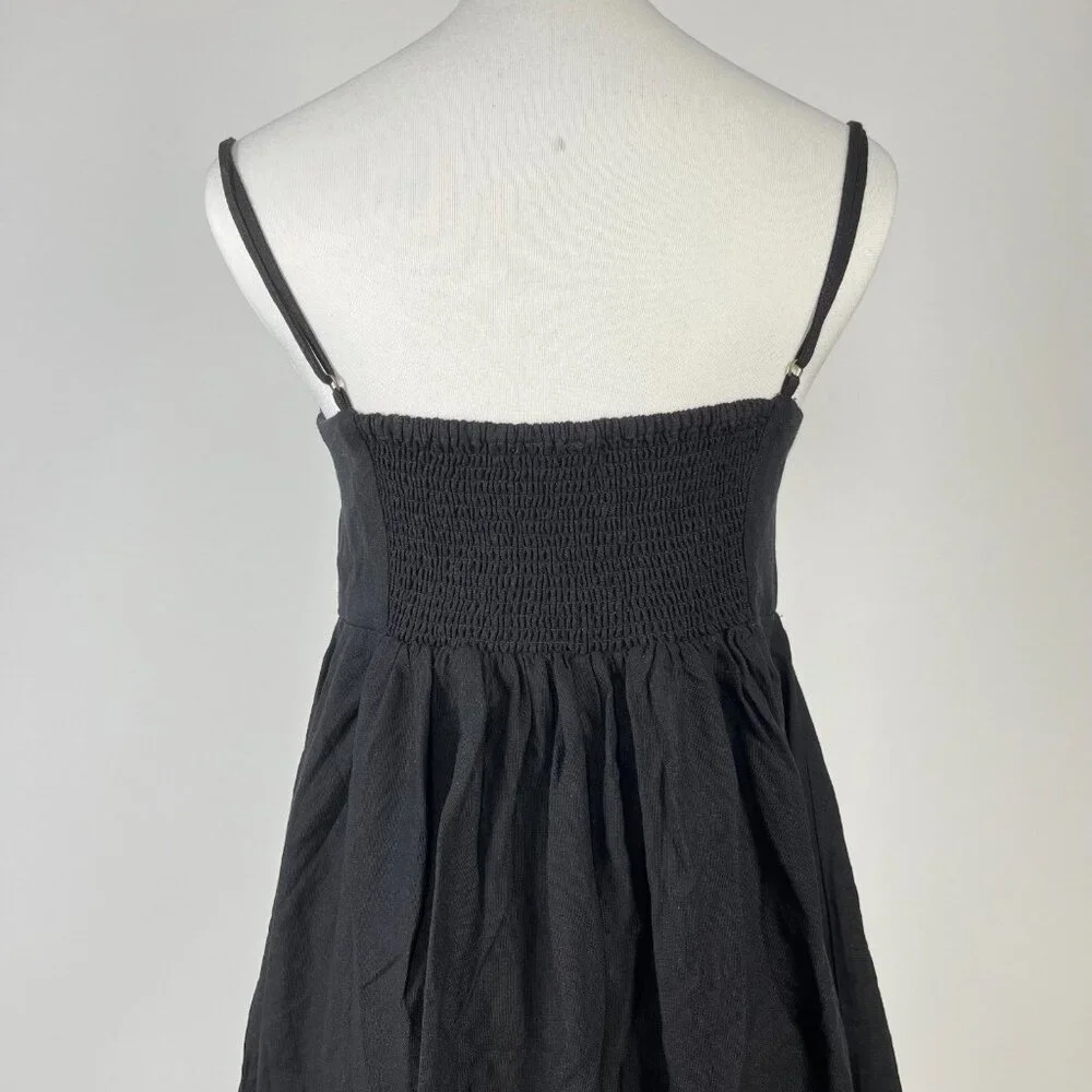 NWOT Farm Rio Linen Blend Black Sleeveless Mini Dress Size M - Picture 9 of 15